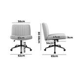 Oikiture Mid Back Office Chair Wide Seat with Wheels Linen Grey