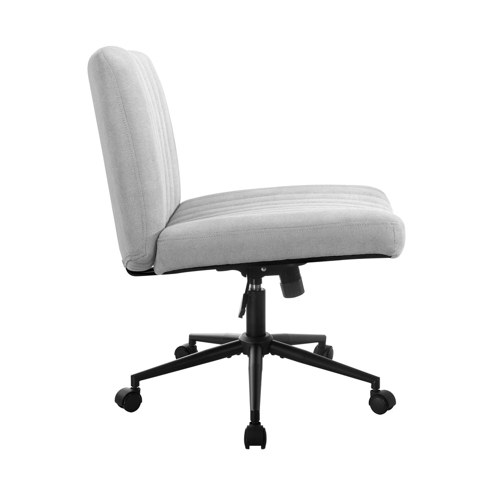 Oikiture Mid Back Office Chair Wide Seat with Wheels Linen Grey