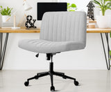 Oikiture Mid Back Office Chair Wide Seat with Wheels Linen Grey - 45-Degree Angle
