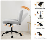 Oikiture Mid Back Office Chair Wide Seat with Wheels Linen Grey