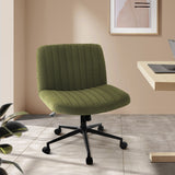 Oikiture Mid Back Armless Office Chair Wide Seat with Wheels Sherpa Green - 45-Degree Angle
