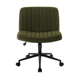 Oikiture Mid Back Armless Office Chair Wide Seat with Wheels Sherpa Green