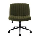 Oikiture Mid Back Armless Office Chair Wide Seat with Wheels Sherpa Green - Side View