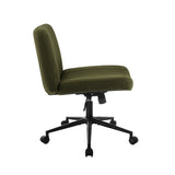 Oikiture Mid Back Armless Office Chair Wide Seat with Wheels Sherpa Green - Front View