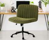 Oikiture Mid Back Armless Office Chair Wide Seat with Wheels Sherpa Green