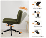 Oikiture Mid Back Armless Office Chair Wide Seat with Wheels Sherpa Green