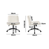 Oikiture Mid Back Office Chair Wide Seat with Wheels Sherpa White