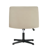 Oikiture Mid Back Armless Office Chair Wide Seat Linen Beige - Side View