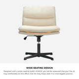 Oikiture Mid Back Armless Office Chair Wide Seat Linen Beige