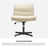 Oikiture Mid Back Armless Office Chair Wide Seat Linen Beige - Front View