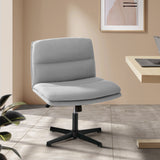 Oikiture Mid Back Armless Office Chair Wide Seat Linen Grey