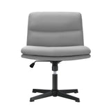 Oikiture Mid Back Armless Office Chair Wide Seat Linen Grey