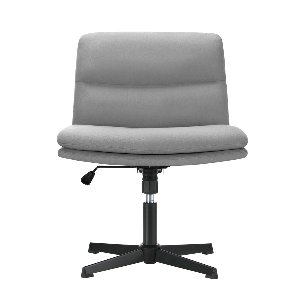 Oikiture Mid Back Armless Office Chair Wide Seat Linen Grey