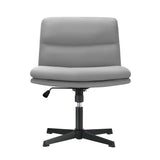 Oikiture Mid Back Armless Office Chair Wide Seat Linen Grey - Side View