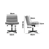 Oikiture Mid Back Armless Office Chair Wide Seat Linen Grey
