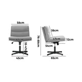 Oikiture Mid Back Armless Office Chair Wide Seat Linen Grey - Low Angle