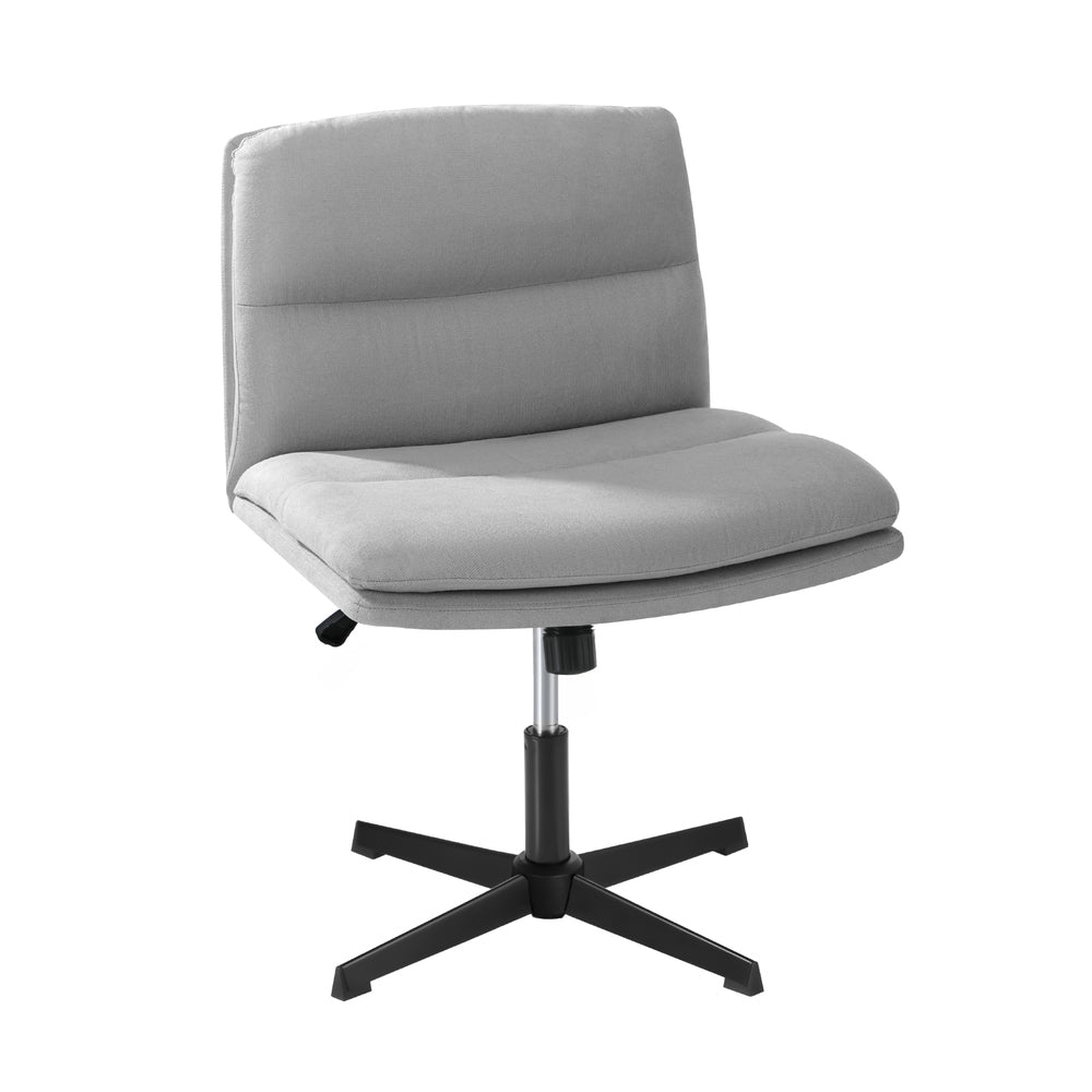Oikiture Mid Back Armless Office Chair Wide Seat Linen Grey