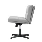 Oikiture Mid Back Armless Office Chair Wide Seat Linen Grey