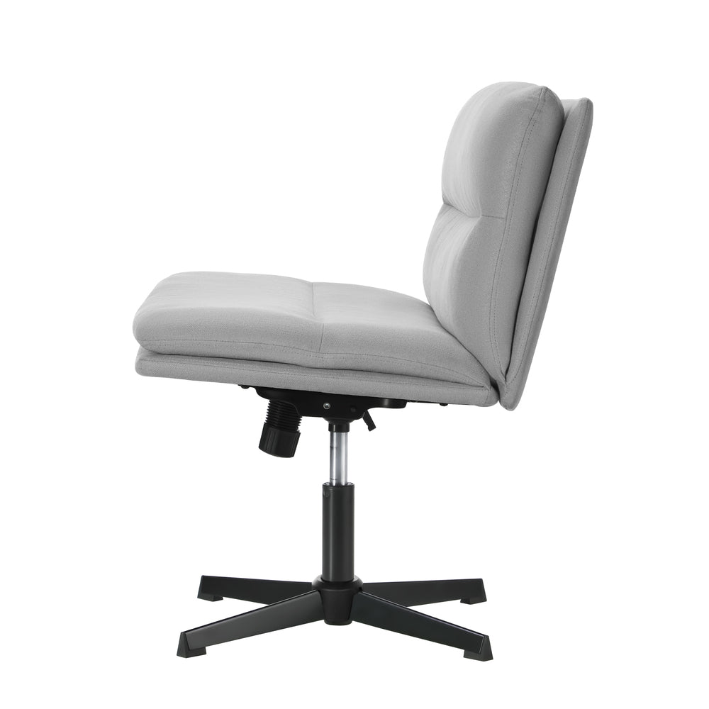Oikiture Mid Back Armless Office Chair Wide Seat Linen Grey