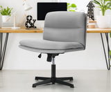 Oikiture Mid Back Armless Office Chair Wide Seat Linen Grey