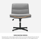 Oikiture Mid Back Armless Office Chair Wide Seat Linen Grey