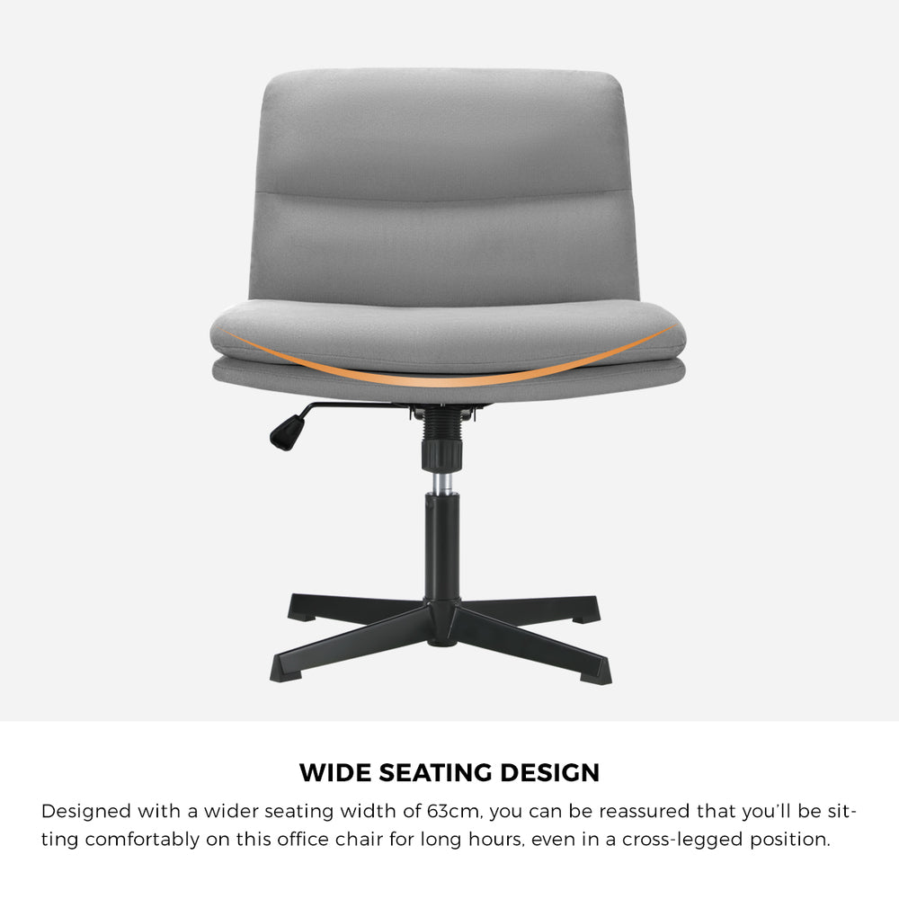 Oikiture Mid Back Armless Office Chair Wide Seat Linen Grey