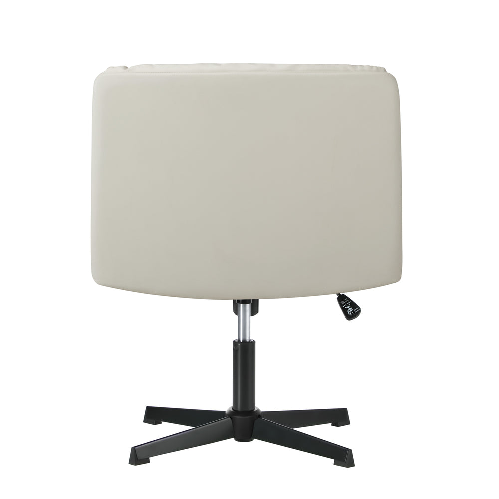 Oikiture Mid Back Armless Office Chair Wide Seat Leather Beige