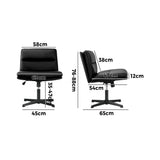 Oikiture Mid Back Armless Office Chair Wide Seat Leather Black