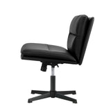 Oikiture Mid Back Armless Office Chair Wide Seat Leather Black