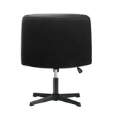 Oikiture Mid Back Armless Office Chair Wide Seat Leather Black