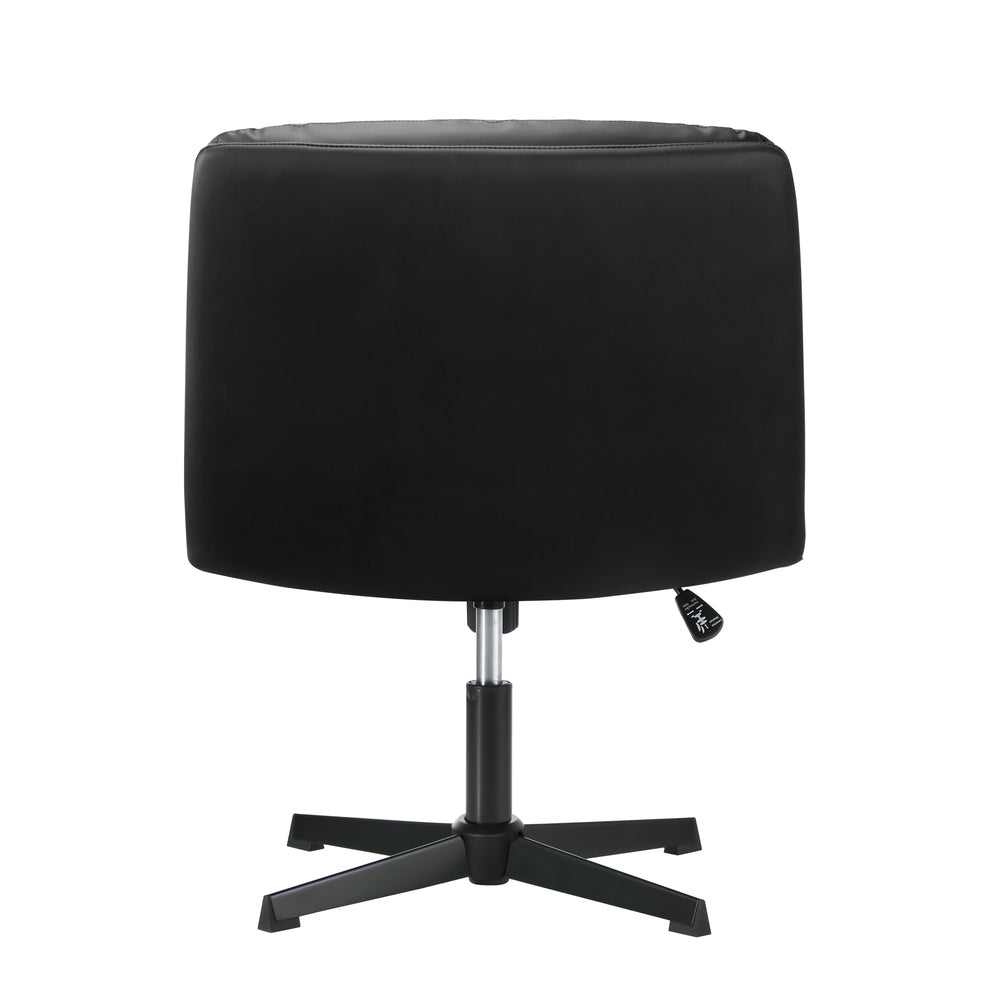 Oikiture Mid Back Armless Office Chair Wide Seat Leather Black