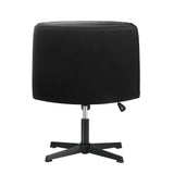 Oikiture Mid Back Armless Office Chair Wide Seat Leather Black - 45-Degree Angle