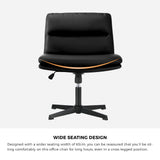 Oikiture Mid Back Armless Office Chair Wide Seat Leather Black
