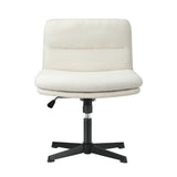 Oikiture Mid Back Armless Office Chair Wide Seat Boucle White - Top-Down View