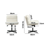Oikiture Mid Back Armless Office Chair Wide Seat Boucle White
