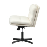 Oikiture Mid Back Armless Office Chair Wide Seat Boucle White - Side View