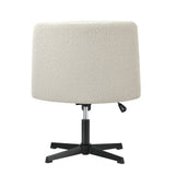 Oikiture Mid Back Armless Office Chair Wide Seat Boucle White