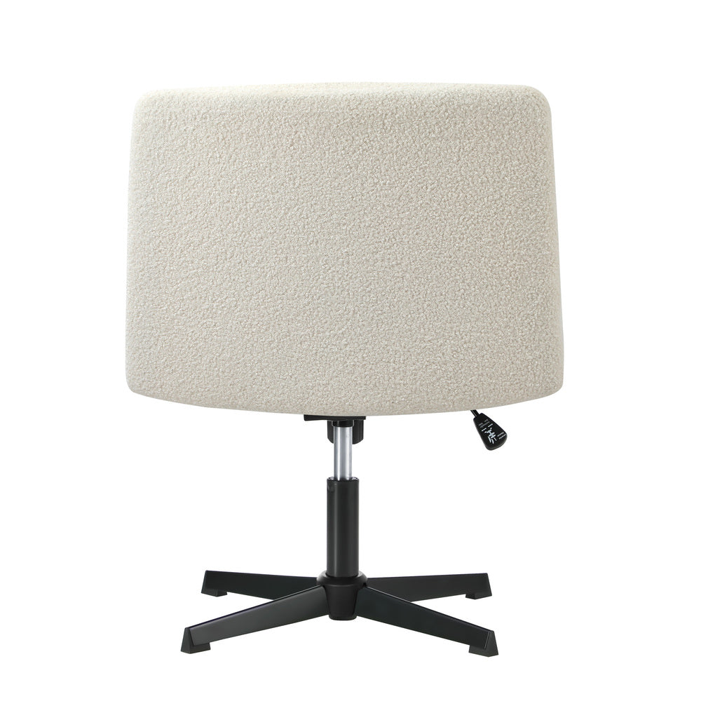 Oikiture Mid Back Armless Office Chair Wide Seat Boucle White