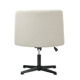 Oikiture Mid Back Armless Office Chair Wide Seat Boucle White - Low Angle