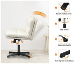 Oikiture Mid Back Armless Office Chair Wide Seat Boucle White