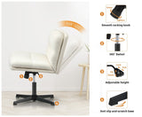 Oikiture Mid Back Armless Office Chair Wide Seat Boucle White - Close-Up Angle