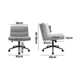 Oikiture Mid Back Office Chair Wide Seat Linen Grey with Wheels
