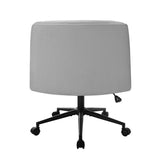 Oikiture Mid Back Office Chair Wide Seat Linen Grey with Wheels