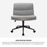 Oikiture Mid Back Office Chair Wide Seat Linen Grey with Wheels - Extra Image