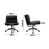 Oikiture Mid Back Office Chair Wide Seat Leather Black with Wheels