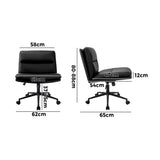 Oikiture Mid Back Office Chair Wide Seat Leather Black with Wheels - Close-Up Angle