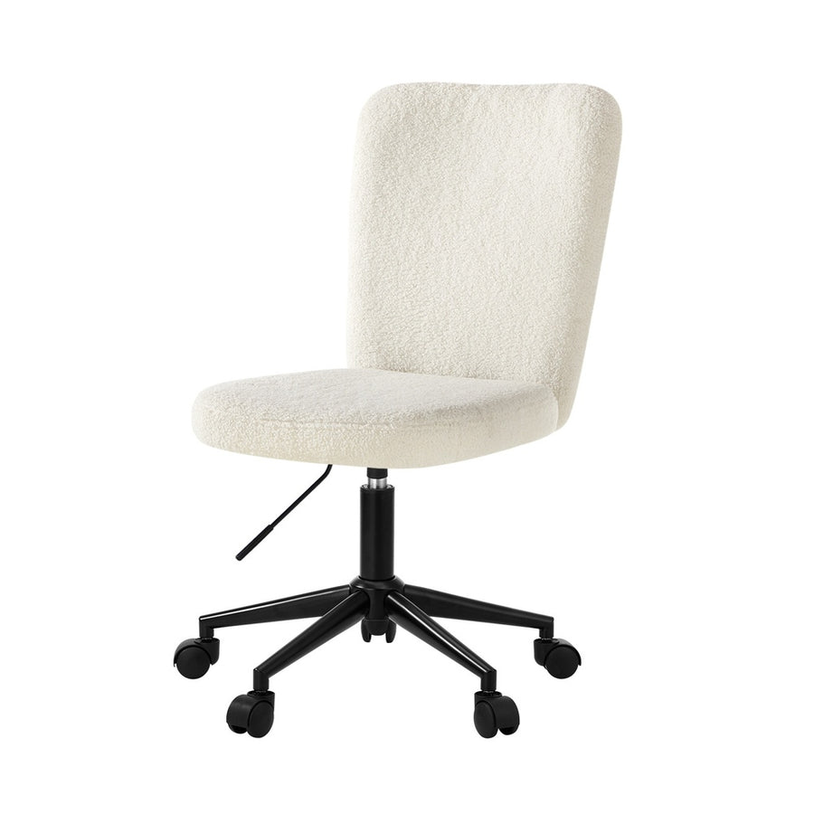 Oikiture High Back Armless Office Chair Boucle White & Black