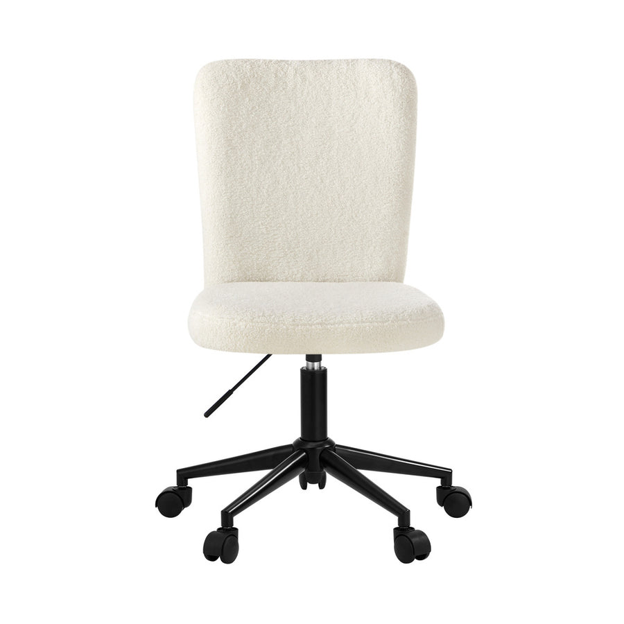 Oikiture High Back Armless Office Chair Boucle White & Black