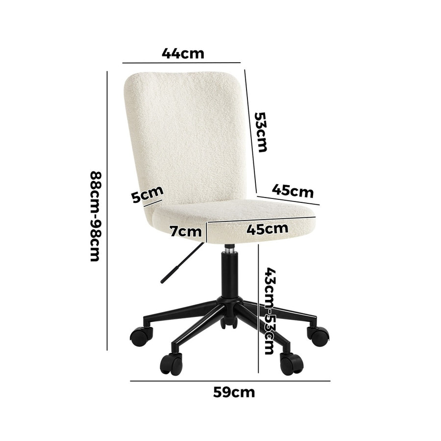 Oikiture High Back Armless Office Chair Boucle White & Black
