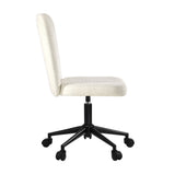 Oikiture High Back Armless Office Chair Boucle White&Black